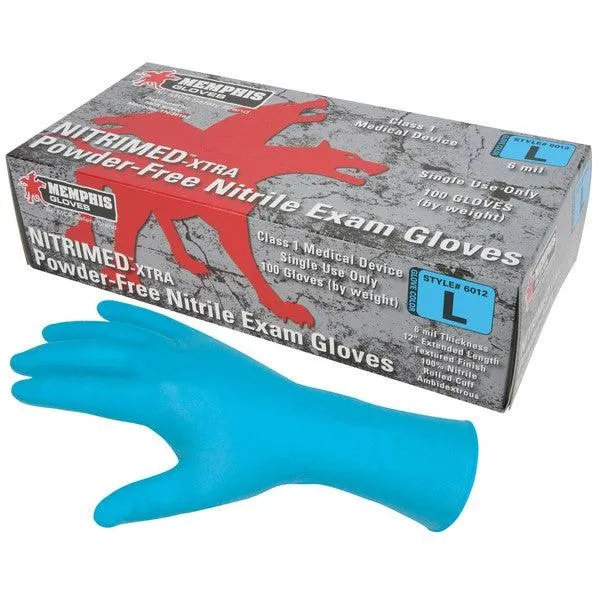 6012M MCR Safety NitriMed Disposable Gloves, Medium, Nitrile, 6 Mil THK, Blue