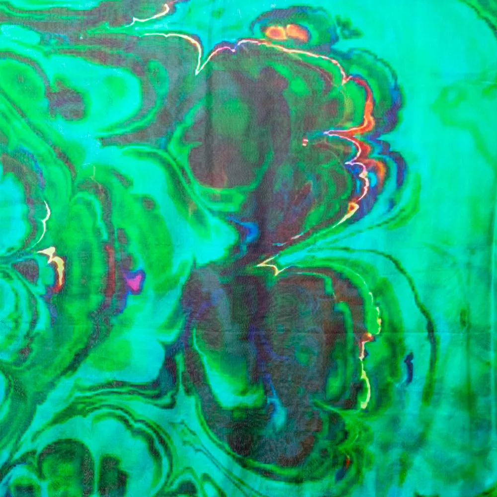 Abstract Green Large Silk Scarf