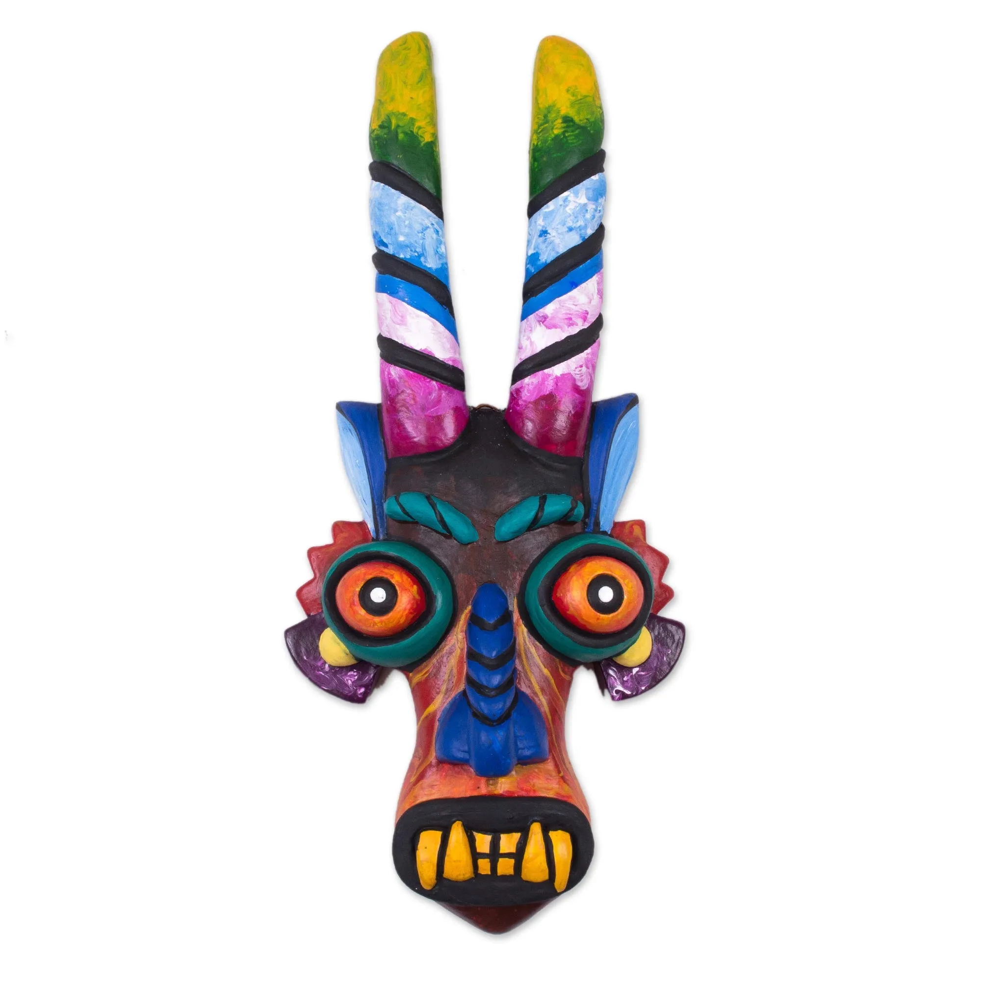 Age-Old Devil Colorful Ceramic Devil Mask from Peru