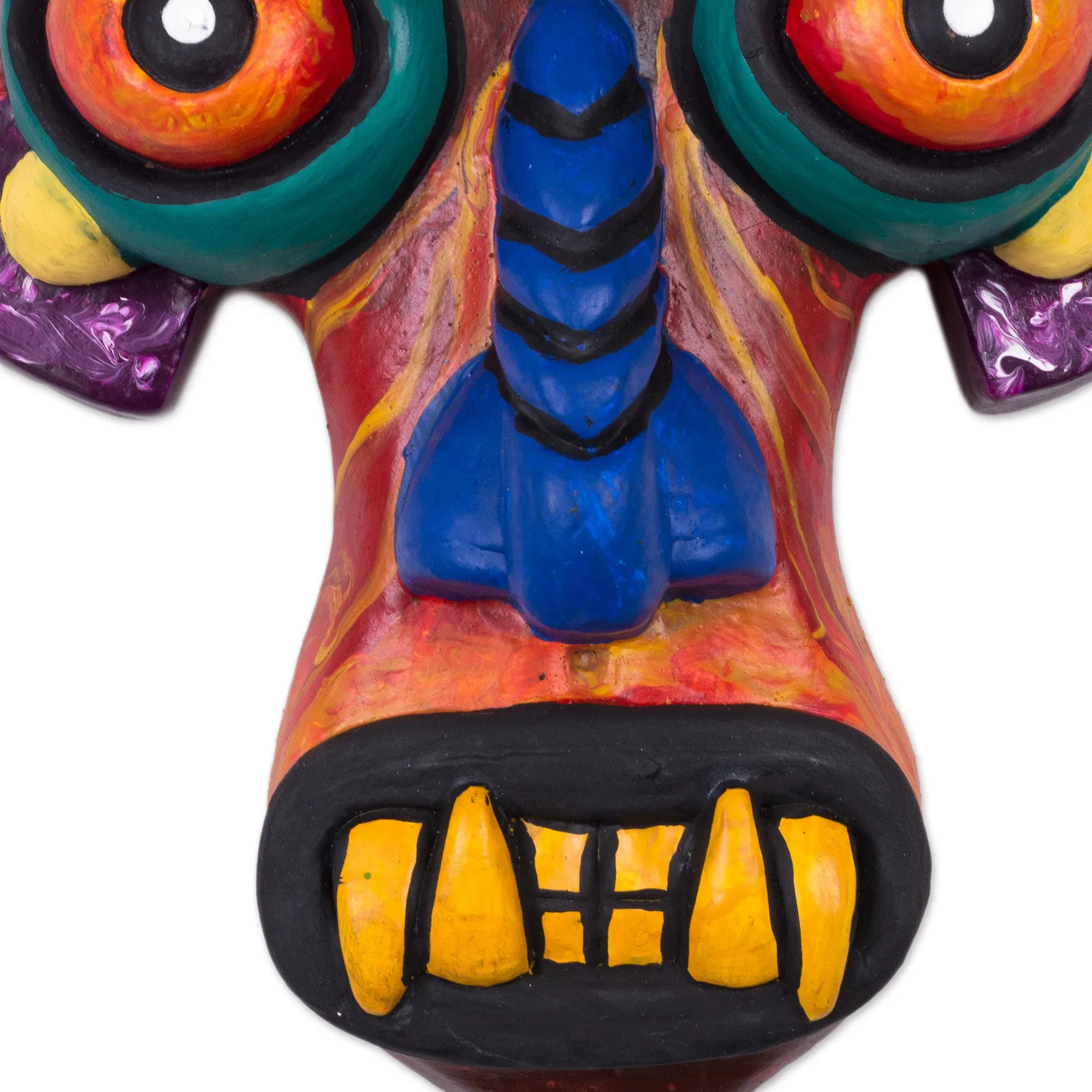 Age-Old Devil Colorful Ceramic Devil Mask from Peru