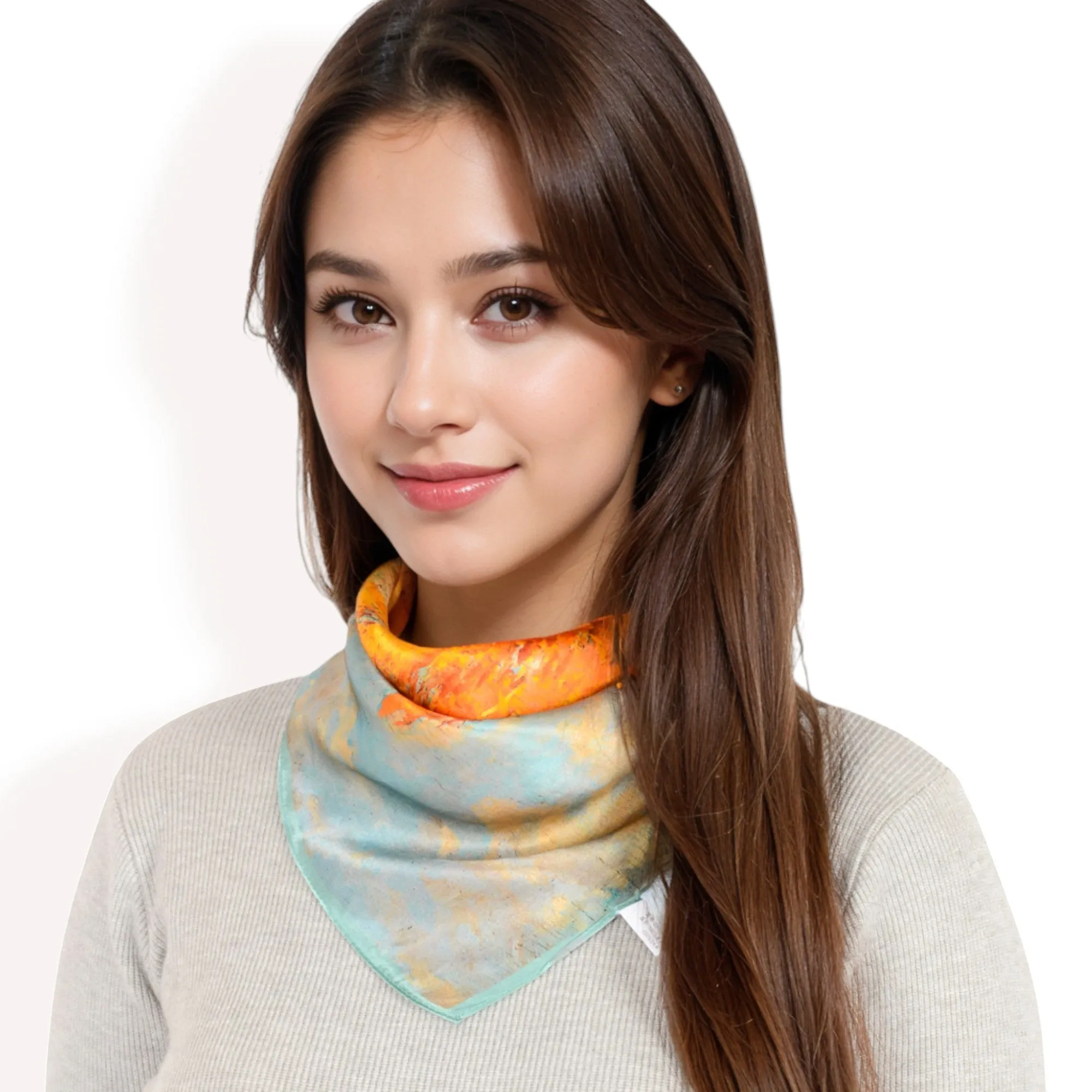 Anna-Kaci Women's Elegant Floral, Abstract, and Chain Print Silk Square Scarves with Bold Patterns and Luxurious Satin Finish