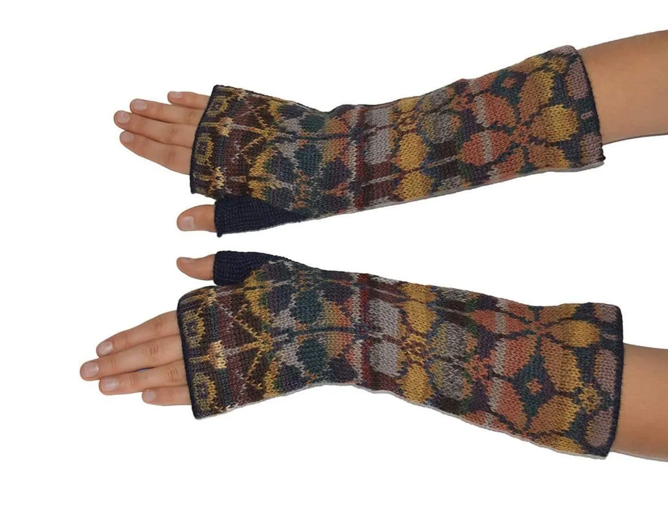 Autumn Yellow Women's Fingerless Alpaca Gloves