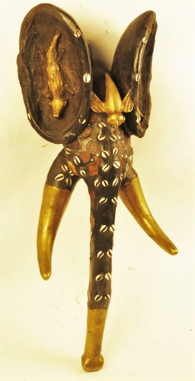 Bamileke Elephant Mask With Embeded Coins