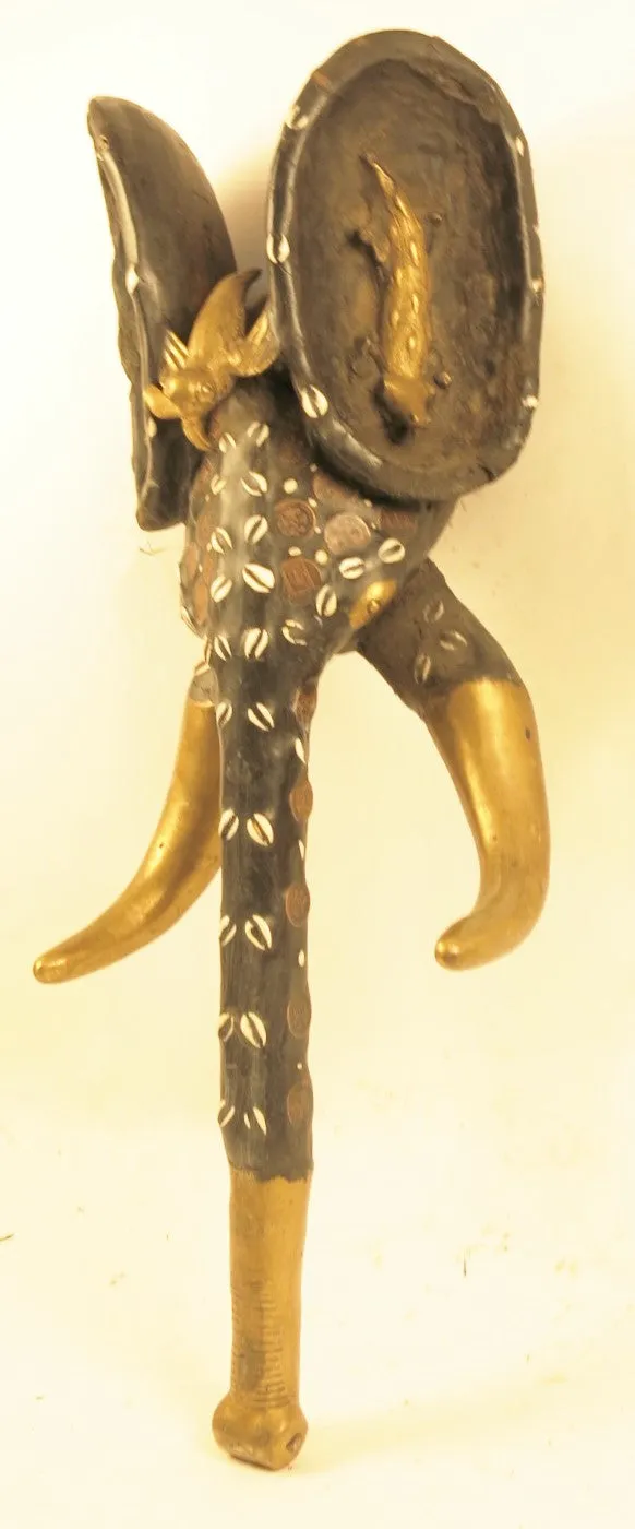 Bamileke Elephant Mask With Embeded Coins