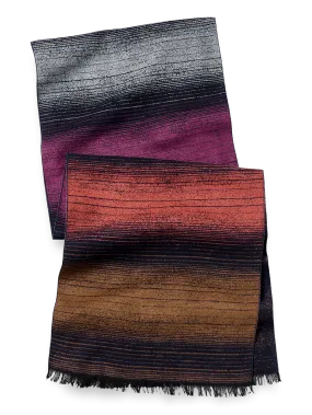 Bold Stripe Brushed Silk Scarf - Rust Multi