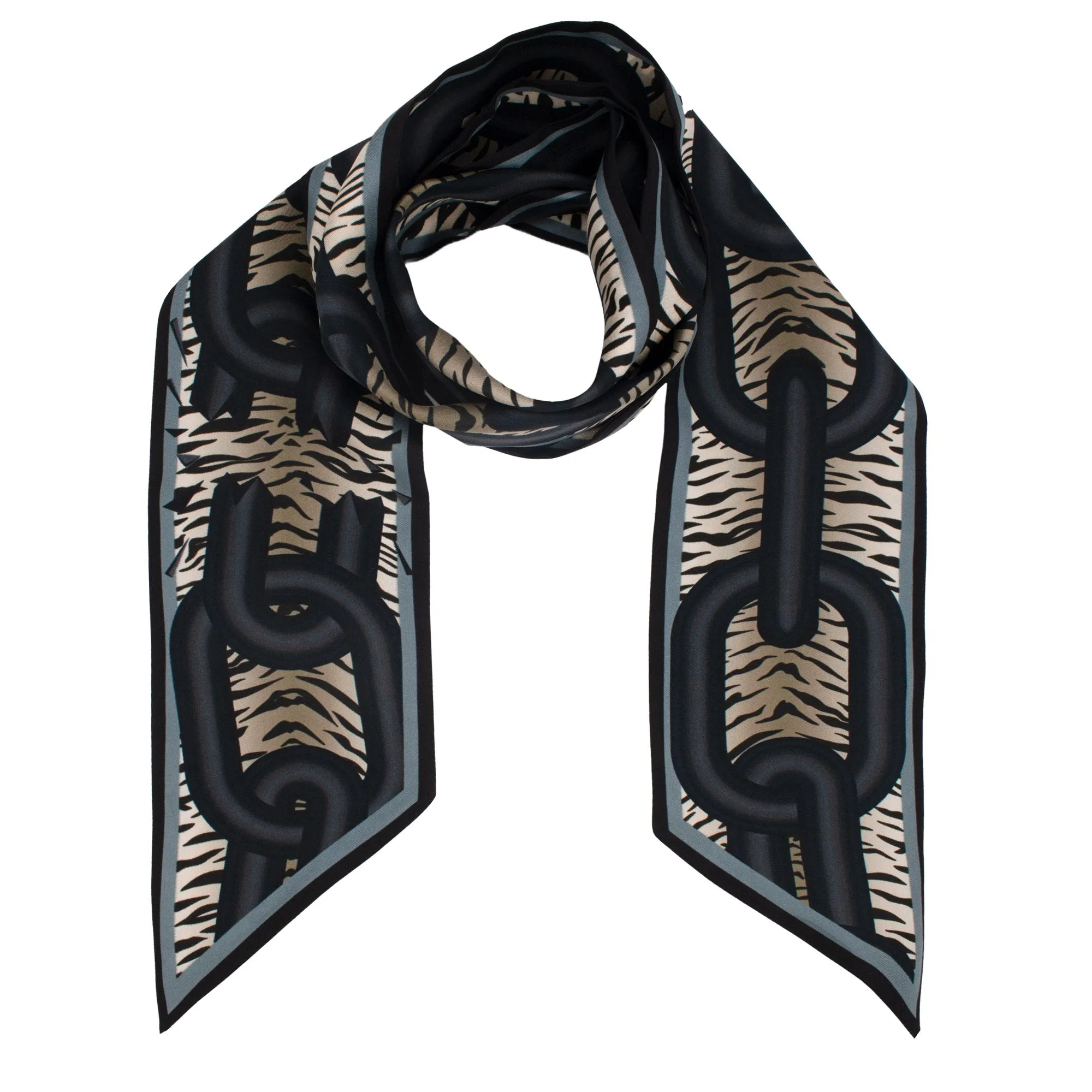 Break the Chains – Charcoal, Silk Ribbon Scarf