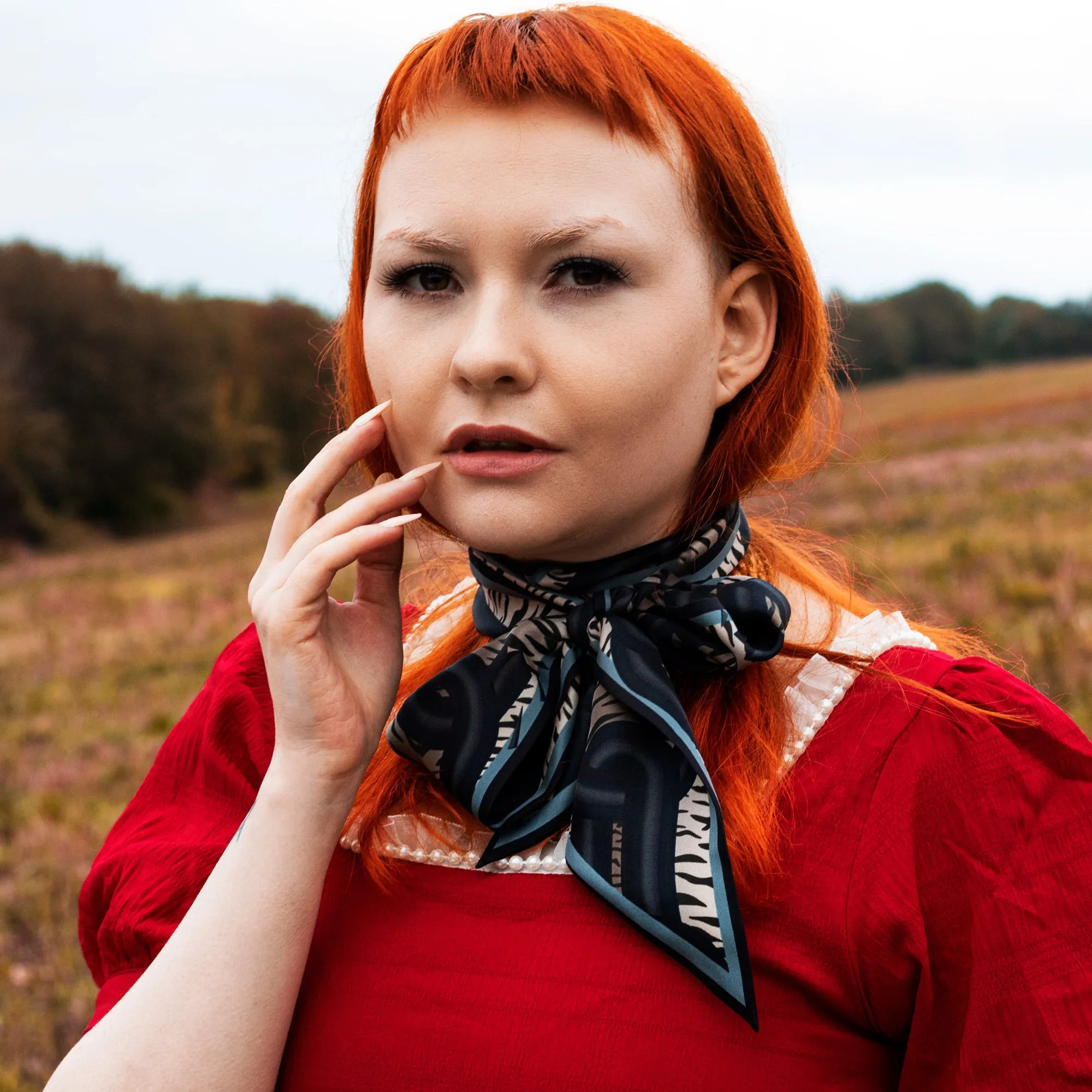 Break the Chains – Charcoal, Silk Ribbon Scarf