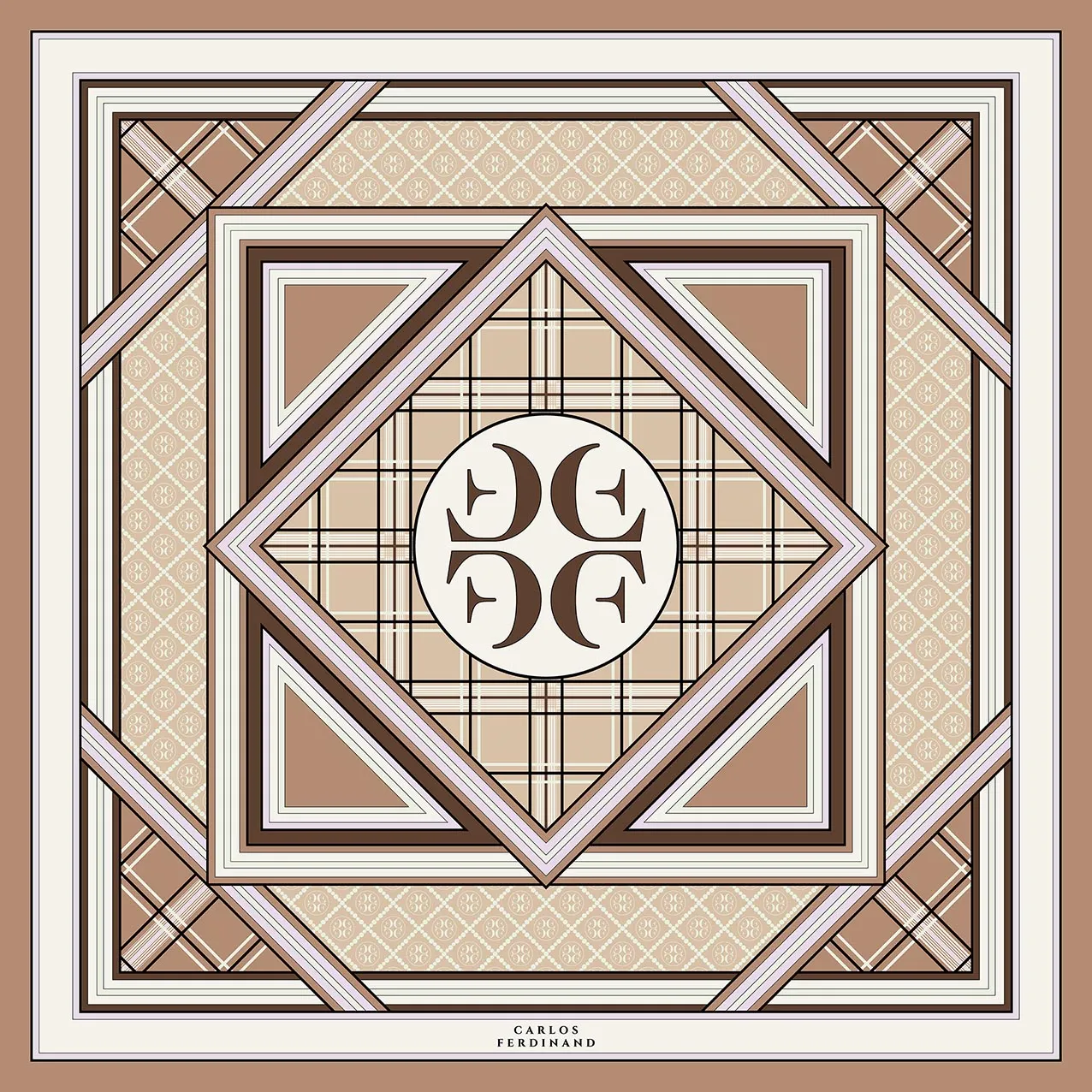 Carlos Ferdinand Monogram Check Coffee 90cm CF219-3