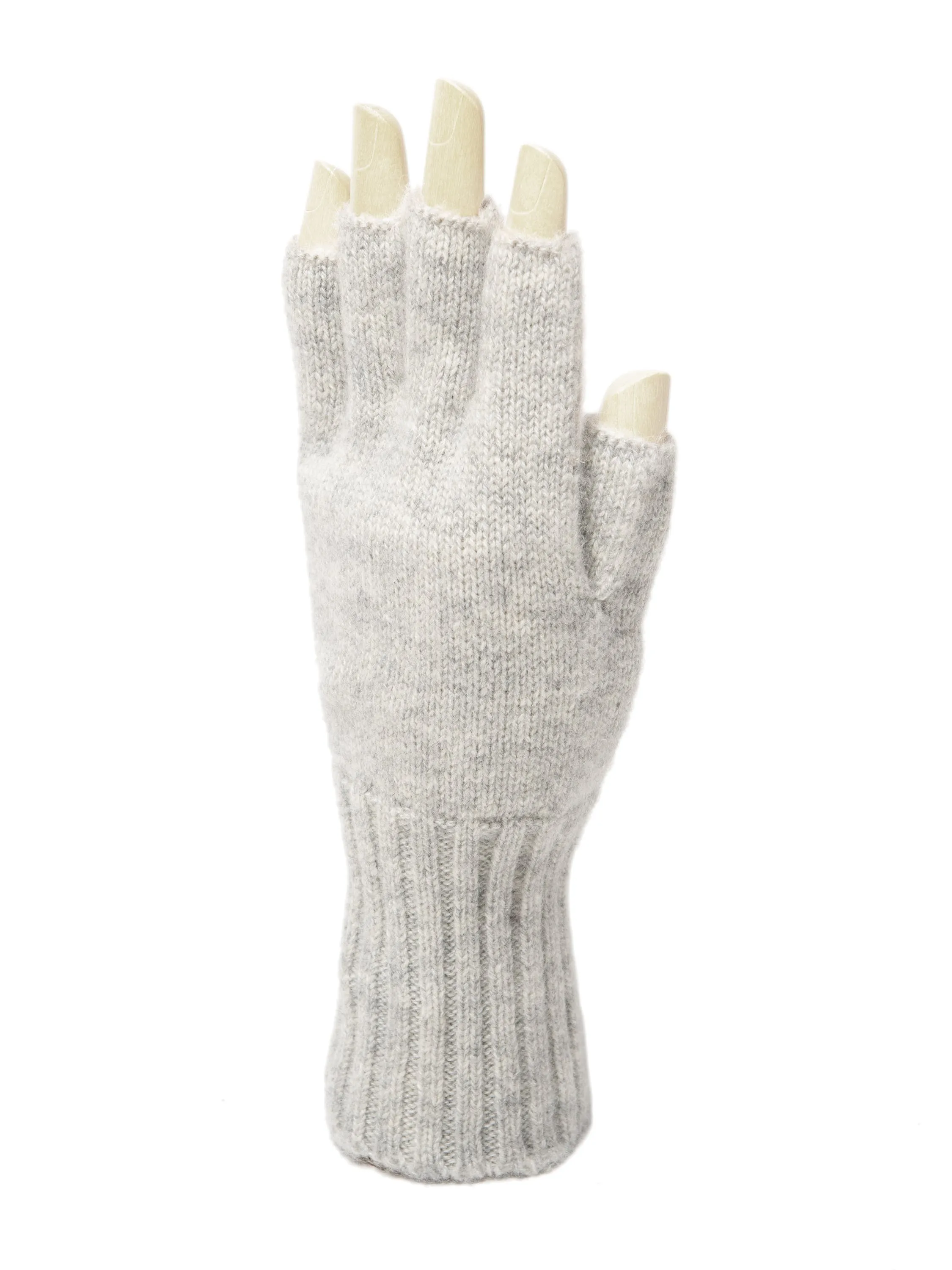 Cashmere Fingerless Gloves—Silver