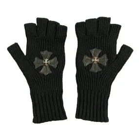 Cashmere Plus Patch Fingerless Gloves "STICKY FINGERLESS"