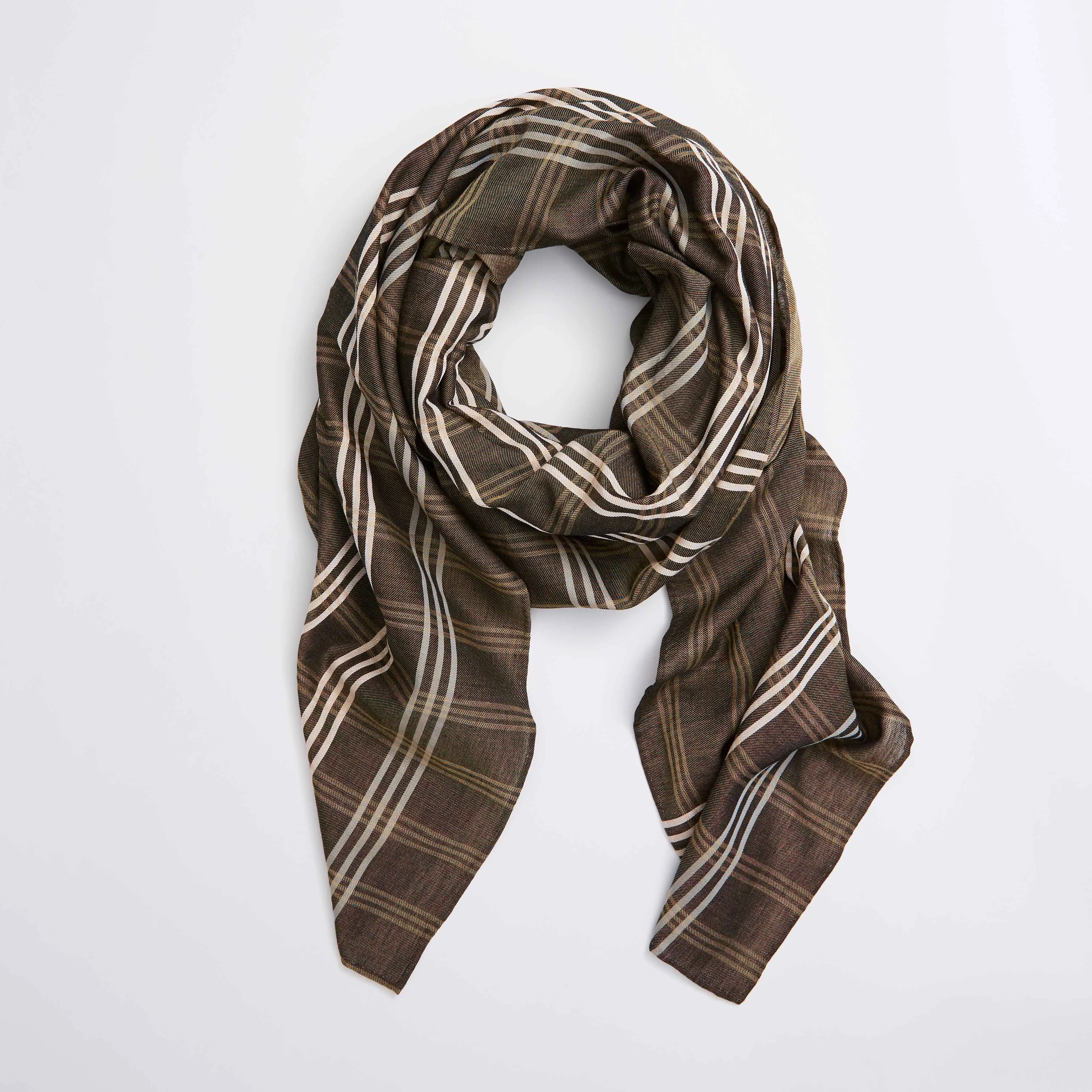 Chocolate Square Plaid Scarf