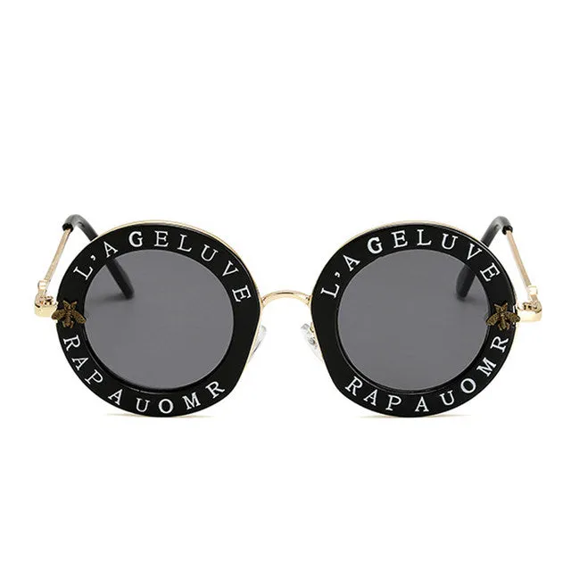 Classic circle frame retro letter sunglasses