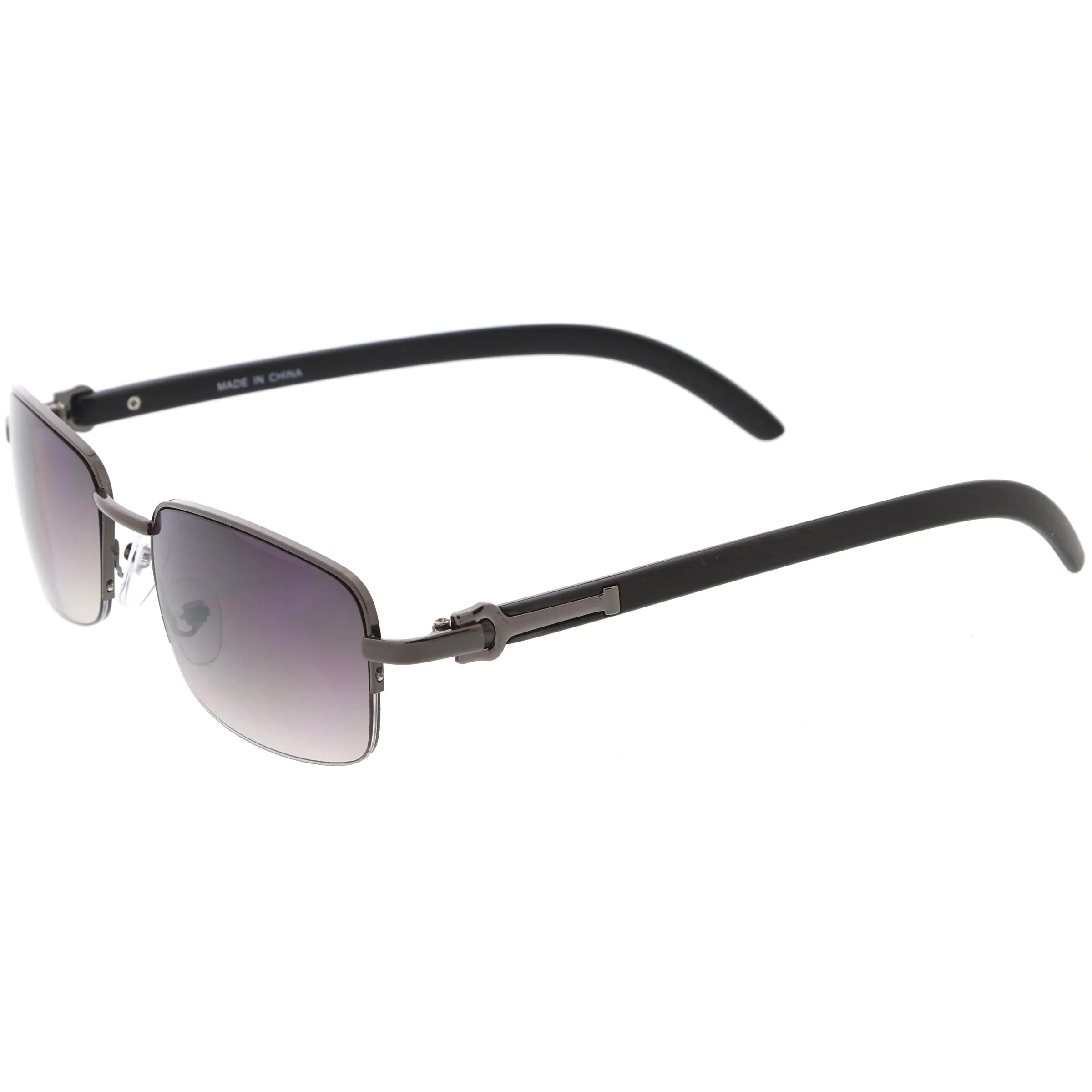 Classy Semi-Rimless Dapper Two-Tone Square Sunglasses D248