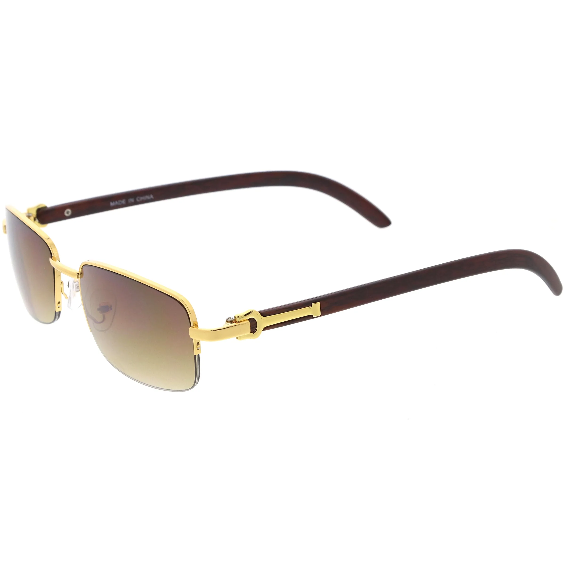 Classy Semi-Rimless Dapper Two-Tone Square Sunglasses D248