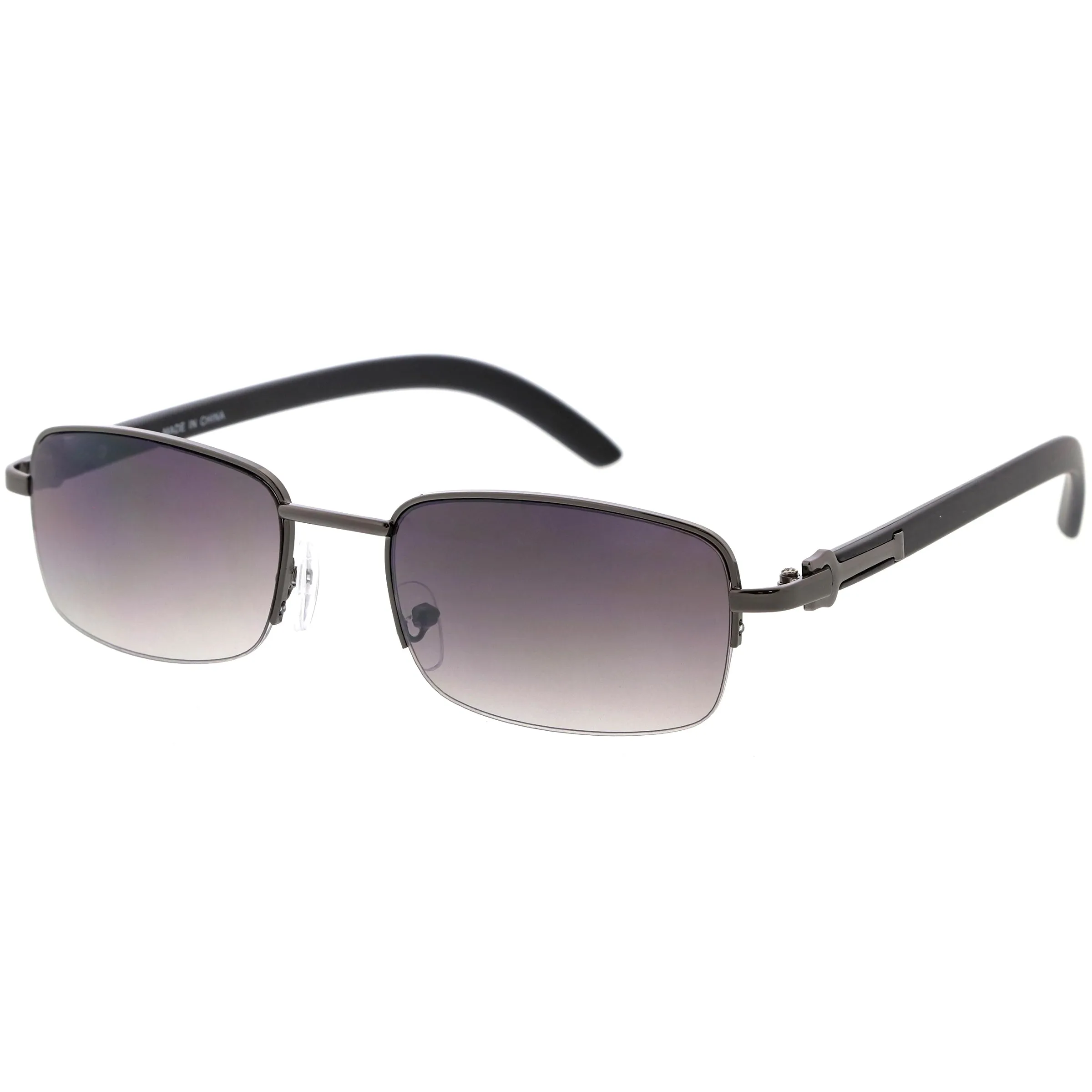 Classy Semi-Rimless Dapper Two-Tone Square Sunglasses D248