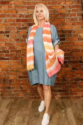 Coastal Stripes Print Scarf