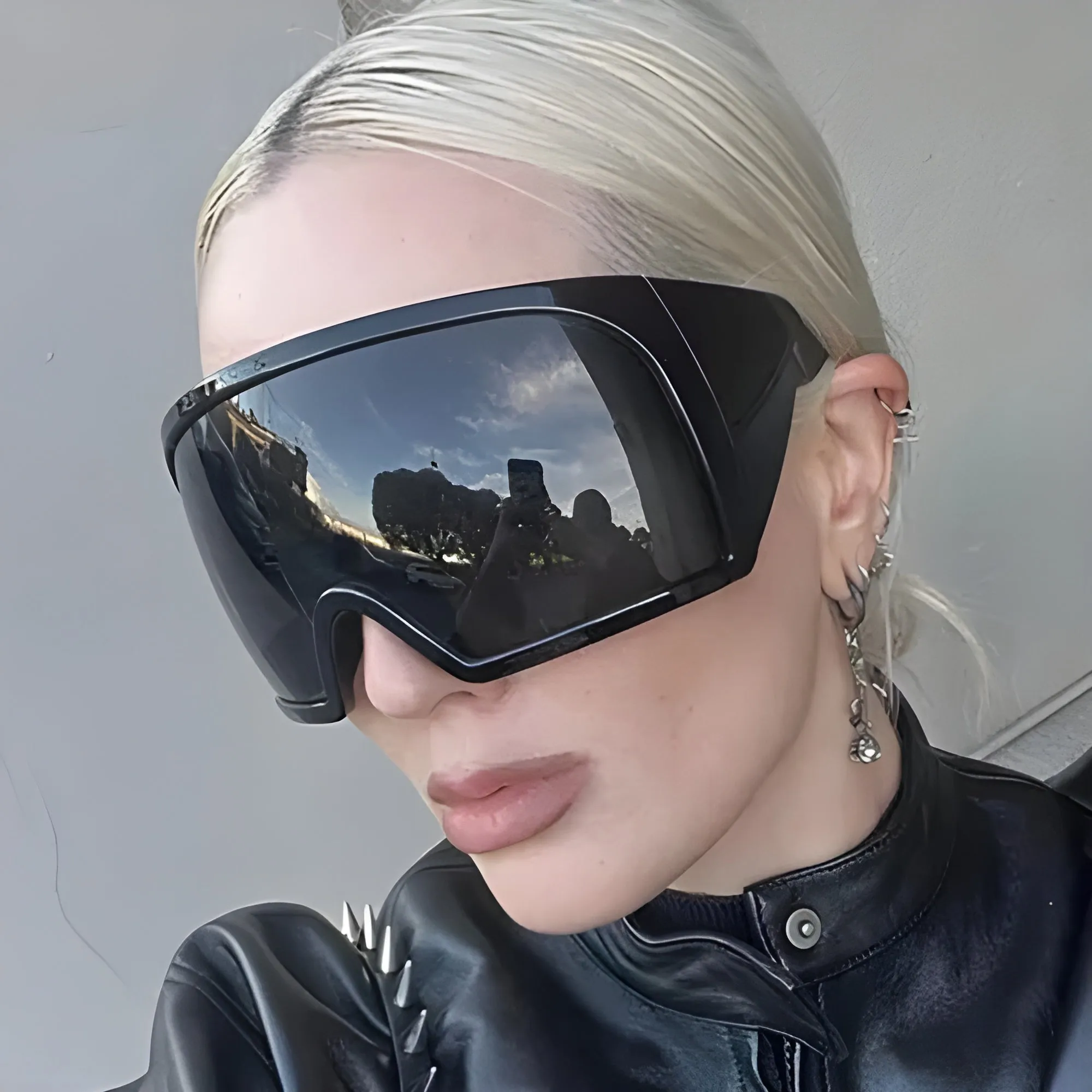 Cyberpunk Shield Sunglasses Oversized Y2K Techwear