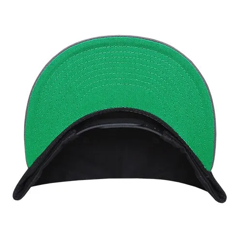 Decky 1064G 5 Panel Cotton Snapback Hat, Flat Bill Cap with Green Undervisor - CASE Pricing