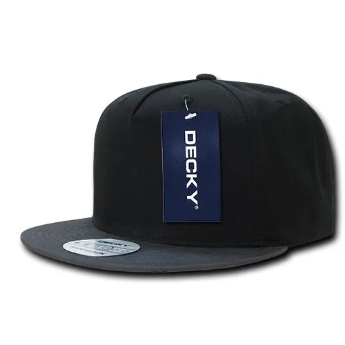 Decky 1064G 5 Panel Cotton Snapback Hat, Flat Bill Cap with Green Undervisor - CASE Pricing