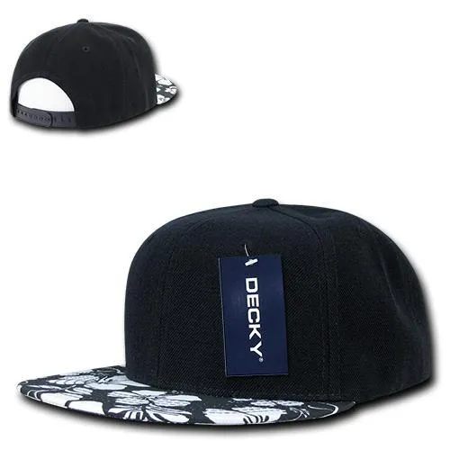 Decky 1066 Floral Visor Flat Bill Snapback Hat