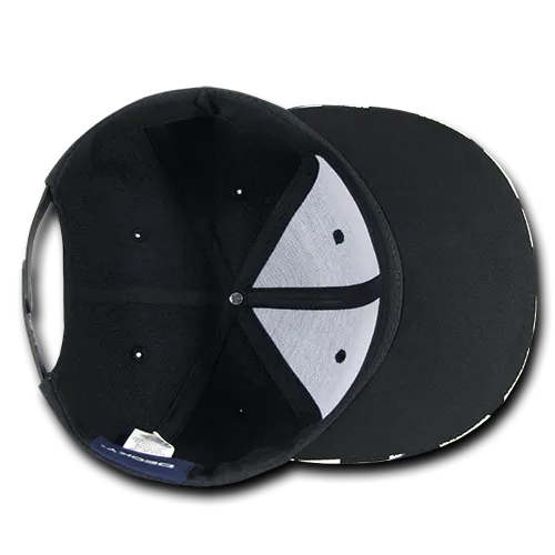 Decky 1095 Checkered Bill Snapback Hat, 6 Panel Flat Bill Check Pattern Cap