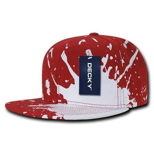 Decky 1125 Splat Snapback Hat, Paint Splatter Flat Bill Cap - CASE Pricing