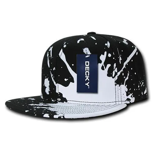 Decky 1125 Splat Snapback Hat, Paint Splatter Flat Bill Cap - CASE Pricing