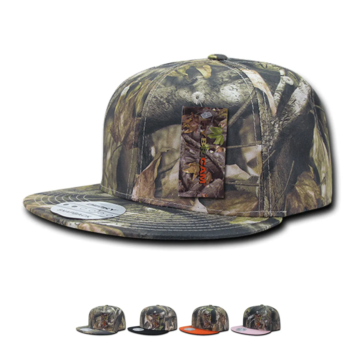 Decky 1126 HybriCam Snapback Cap, 6 Panel Camo Flat Bill Hat