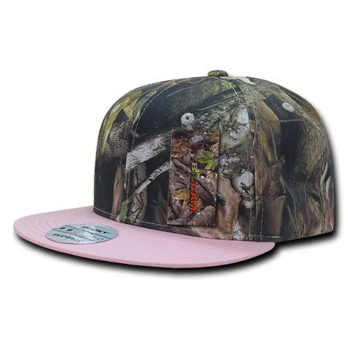 Decky 1126 HybriCam Snapback Cap, 6 Panel Camo Flat Bill Hat