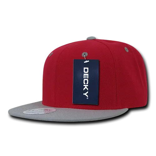 Decky 351 - Blank 2-Tone Snapback Hat, 6 Panel Flat Bill Cap - CASE Pricing