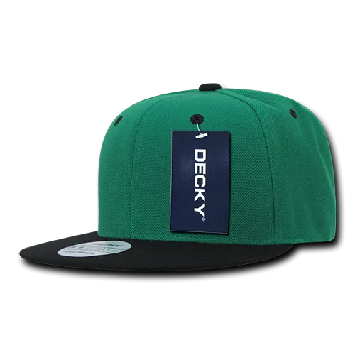 Decky 351 - Blank 2-Tone Snapback Hat, 6 Panel Flat Bill Cap - CASE Pricing