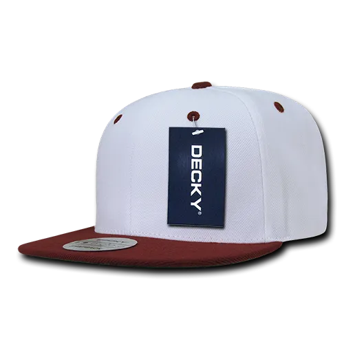 Decky 351 - Blank 2-Tone Snapback Hat, 6 Panel Flat Bill Cap - CASE Pricing