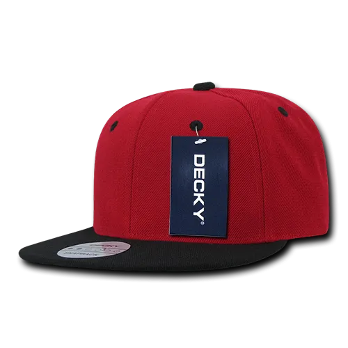 Decky 351 - Blank 2-Tone Snapback Hat, 6 Panel Flat Bill Cap - CASE Pricing