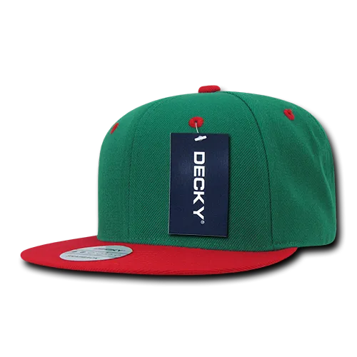 Decky 351 - Blank 2-Tone Snapback Hat, 6 Panel Flat Bill Cap - CASE Pricing