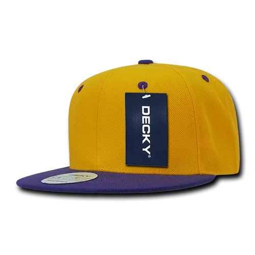 Decky 351 - Blank 2-Tone Snapback Hat, 6 Panel Flat Bill Cap - CASE Pricing