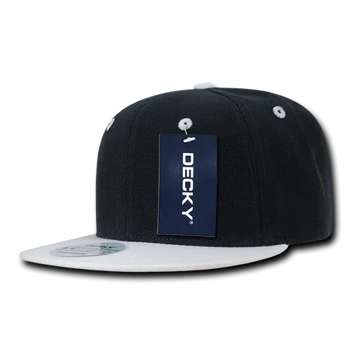 Decky 351 - Blank 2-Tone Snapback Hat, 6 Panel Flat Bill Cap - CASE Pricing