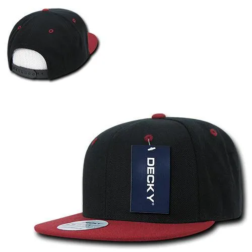 Decky 351 - Blank 2-Tone Snapback Hat, 6 Panel Flat Bill Cap - CASE Pricing