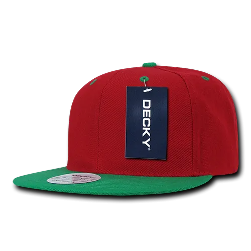 Decky 351 - Blank 2-Tone Snapback Hat, 6 Panel Flat Bill Cap - CASE Pricing