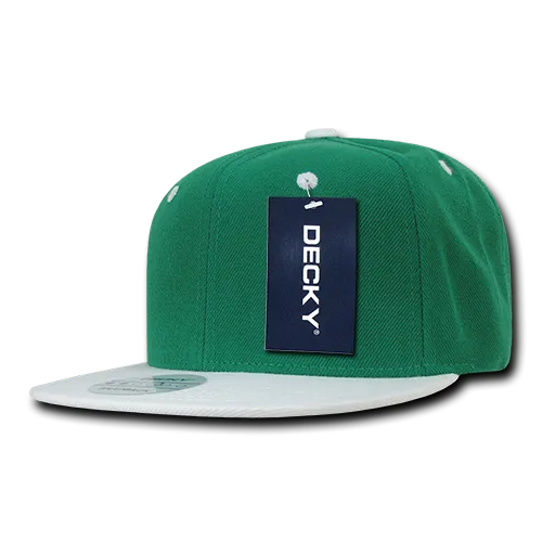 Decky 351 - Blank 2-Tone Snapback Hat, 6 Panel Flat Bill Cap - CASE Pricing