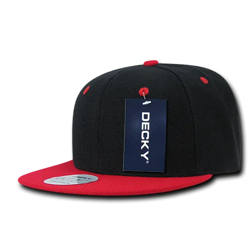 Decky 351 - Blank 2-Tone Snapback Hat, 6 Panel Flat Bill Cap - CASE Pricing