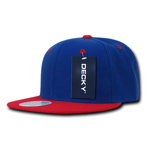 Decky 351 - Blank 2-Tone Snapback Hat, 6 Panel Flat Bill Cap - CASE Pricing