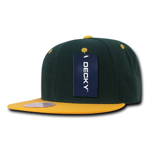 Decky 351 - Blank 2-Tone Snapback Hat, 6 Panel Flat Bill Cap - CASE Pricing