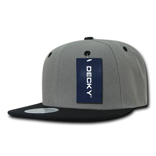 Decky 351 - Blank 2-Tone Snapback Hat, 6 Panel Flat Bill Cap - CASE Pricing