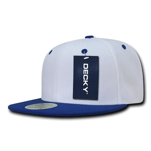 Decky 351 - Blank 2-Tone Snapback Hat, 6 Panel Flat Bill Cap - CASE Pricing