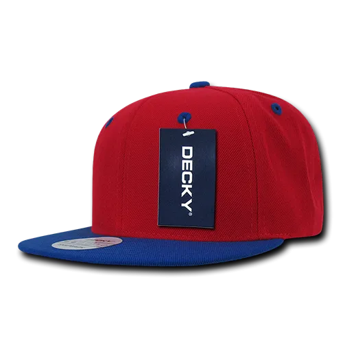 Decky 351 - Blank 2-Tone Snapback Hat, 6 Panel Flat Bill Cap - CASE Pricing