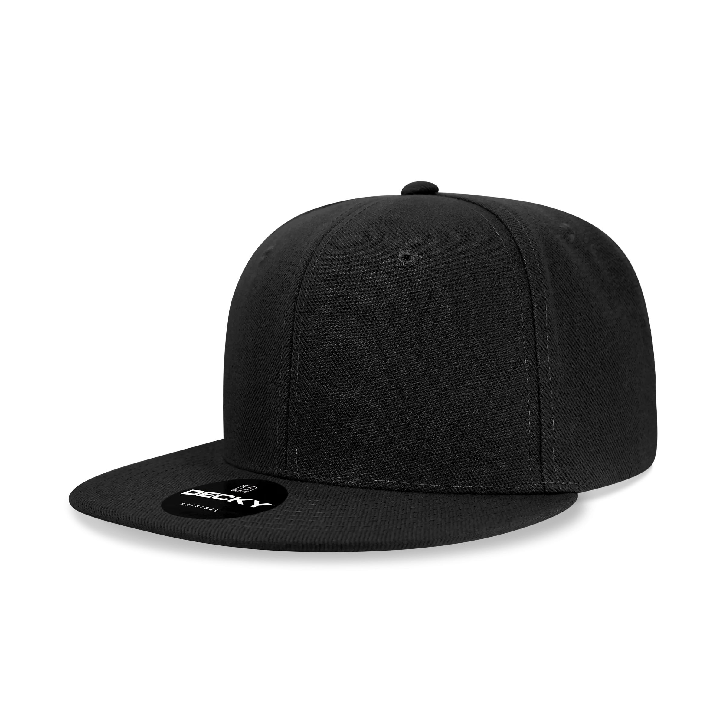 Decky 362 - Solid Color Snapback Hat, 6 Panel Flat Bill Cap - CASE Pricing