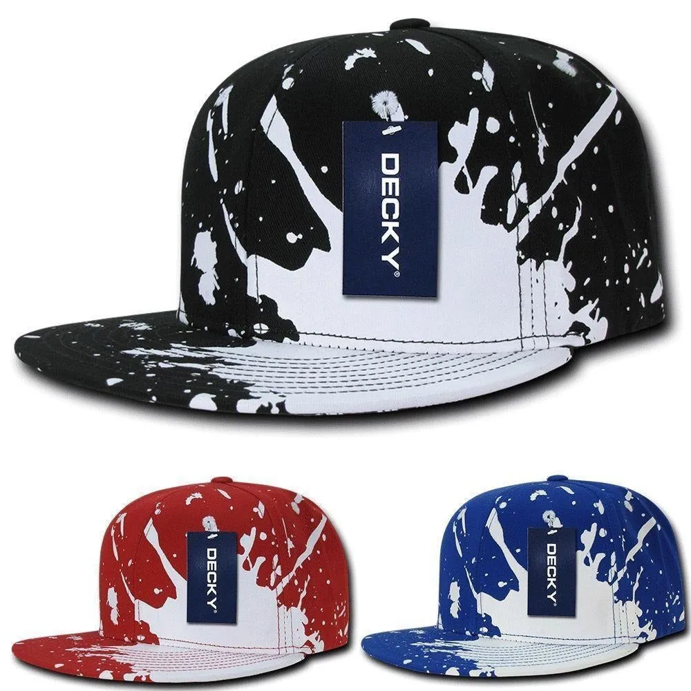 Decky Paint Splat Snapback Baseball 6 Panel 100% Cotton Structured Caps Hats