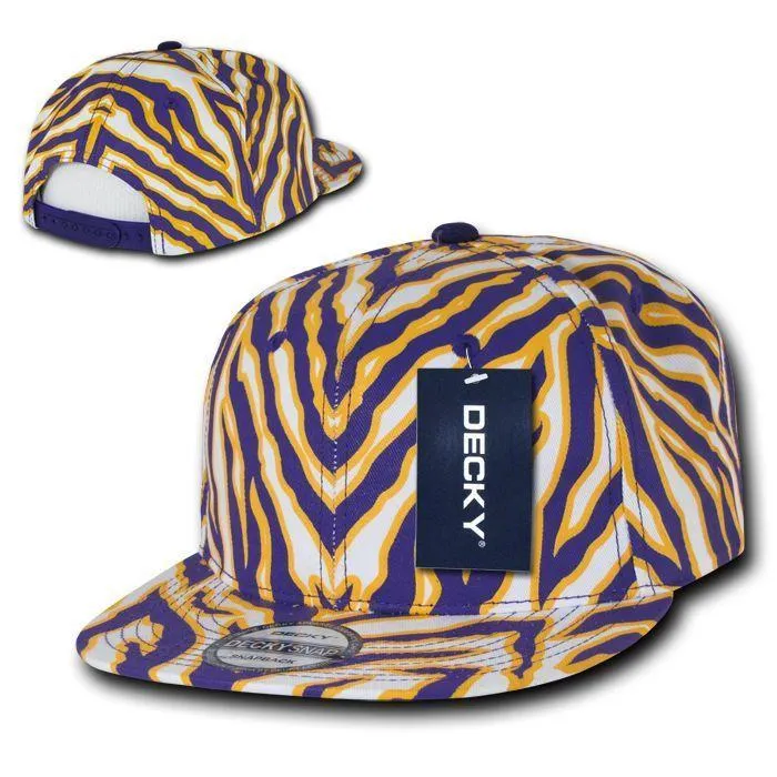 Decky Ziger Animal Print Flat Bill Hats Caps Baseball Zebra Snapback