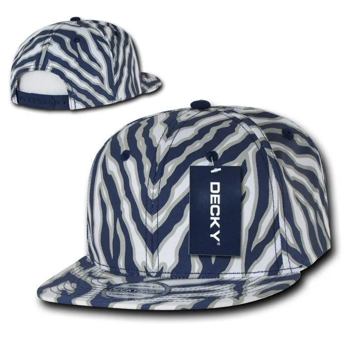 Decky Ziger Animal Print Flat Bill Hats Caps Baseball Zebra Snapback