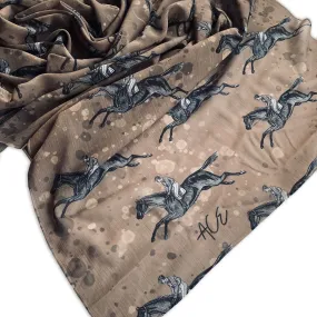 Equestrian Scarf | Vintage Race Horses